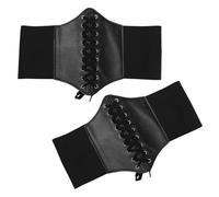 yotutun Lot de 2 corsets pour femme - Ceinture à lacets - Noir - Taille Waspie - Élastique - Large bande - Ceinture rétro pour femme - Ceinture abdominale pour sculpter la taille, Noir , taille unique
