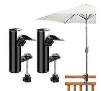 yotutun Lot de 2 pieds de parasol en métal - Support de parasol pour balcon - Clip fixe - Pour balustrade, terrasse, table, chaises en plein air