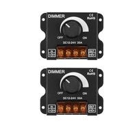 yotutun Lot de 2 variateurs LED - 12 V - 24 V CC - 30 A - Interrupteur variateur d'intensité pour lampes LED - Interrupteur rotatif encastré - Boîtier en aluminium - Bouton de réglage pour bande