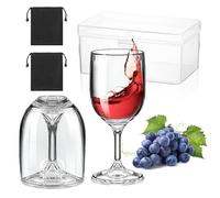 yotutun Lot de 2 verres à vin en plastique à emporter - 200 ml - Verres à vin rouge portables - Avec sac et boîte pratique - Verres à vin rouge modernes pour les fêtes, les voyages, le camping, les