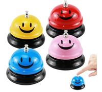 yotutun Lot de 4 cloches d'appel, cloches de table, de réception, d'entraînement, avec motif sourire, service de table, cloche à dîner, clochette de dîner, clochette de sourire pour bureau, bar
