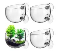 yotutun Lot de 4 Pots en Verre pour Aquarium avec 8 ventouses Support pour Plantes d'aquarium Plantes Aquatiques, décoration d'aquarium Transparent