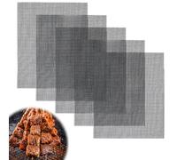 yotutun Lot de 5 Tapis de Cuisson Barbecue, 42x36cm Anti-adhésifs Tapis de Barbecue Réutilisables Grille Barbecue pour Barbecue à Gaz, Charbon, Gril Électrique, Cuisson, Noir