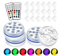 yotutun Lumière LED Submersible, Eclairage Piscine LED avec Télécommande RF et Ventouse Étanche IP68 Éclairage Submersible Multi-couleur pour Jardin, Baignoire, Spa, Vase (4 Pièce)