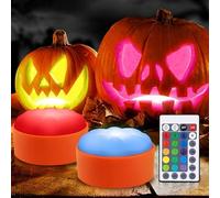 yotutun Lumières LED en forme de citrouille d'Halloween, 2 pièces avec distance orange Jack O' Lanterne Bougies LED Sans Flamme vacillantes à piles pour Décoration D'Halloween d'extérieur