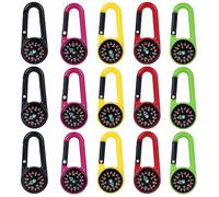yotutun Mini Boussole, 15 Pièces Mousqueton Multifonction avec Boussole Multicolore Randonnée Enfant de Camping Colorée pour l'extérieur, Camping, Urgences