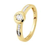 & You AND Solitaire Véritable Diamant 0,070 Cts épaulé - Serti Clos Illusion 1 Ct - Qualité HSI - Disponible en Or Jaune et Or Blanc - Bijou Femme