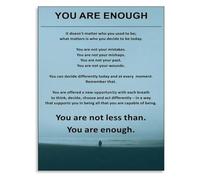 You Are Enough Affirmation Canvas Painting Wall Art for Living Room and Bedroom Decor(Framed,12x18inch(30x45cm))