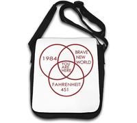 You are Here in The Middle of 1984 Brave New World Fahrenheit 451 Sac à bandoulière Blanc