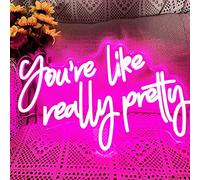 You Are Like Really Pretty Panneau néon à LED rose pour décoration murale, enterrement de vie de jeune fille, fiançailles, mariage, avec interrupteur à intensité variable, alimentation USB