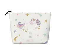 You are Magical Trousse de maquillage grande capacité en faux chanvre, étui portable zippé résistant à l'eau