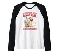 You are My Cup of Boba Goose Illustration Mignonne Saint-Valentin Manche Raglan