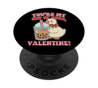 You are My Cup of Boba Goose Illustration Mignonne Saint-Valentin PopSockets PopGrip Adhésif
