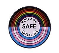 You Are Safe With Me Broche arc-en-ciel en émail pour sacs à dos, badges, bijoux, Cuivre