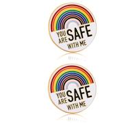 You are safe with me - Épingles LGBTQ en émail - Épinglettes de sûreté - Arc-en-ciel - Épinglettes de fierté - Pour médecin, infirmière, étudiant en médecine, chapeau - Chemise - Sac à dos -