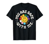 You Are Safe With Me You're Safe LGBTQ Pride Ally Smile Face T-Shirt