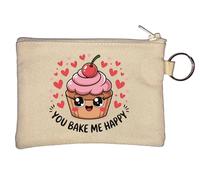 You Bake Me Happy Porte-clés en forme de cupcake Beige