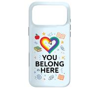 You Belong Here Crayon Arc-en-Ciel Cœur Pride Teacher LGBTQ+ Coque pour iPhone 17 Pro Max