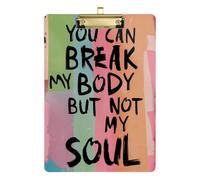 You Can Break My Body But Not Mu Soul Porte-bloc A4 pour enfants Trou standard pour infirmières étudiants Trade Quest Taille 22,9 x 30,5 cm