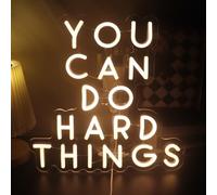 "You Can Do Hard Things" en Blanc Chaud Lumière Néon - Encouragant et Résilient Art Murial LED pour Bureau, Salle de Sport, Espace d'Étude, Cadeau Motivant pour Étudiants, Athlètes et Entrepreneuses