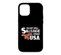 You Cant Spell Sausage Without USA 4th of July American Flag Coque pour iPhone 12/12 Pro