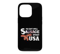 You Cant Spell Sausage Without USA 4th of July American Flag Coque pour iPhone 13 Pro