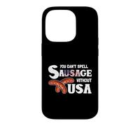 You Cant Spell Sausage Without USA 4th of July American Flag Coque pour iPhone 14 Pro