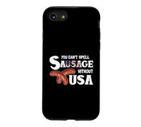You Cant Spell Sausage Without USA 4th of July American Flag Coque pour iPhone SE (2020) / 7/8