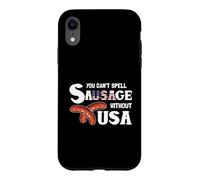 You Cant Spell Sausage Without USA 4th of July American Flag Coque pour iPhone XR