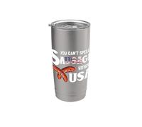 You Cant Spell Sausage Without USA 4th of July American Flag Gobelet isotherme en acier inoxydable double paroi