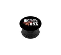 You Cant Spell Sausage Without USA 4th of July American Flag PopSockets PopGrip Adhésif