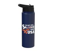 You Cant Spell Sausage Without USA 4th of July American Flag Stainless Steel Insulated Water Bottle