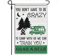 You Don't Have To Crazy To Camp With Us We Can Train You Garden Yard House Drapeaux, Camping Fire Camper Yard Drapeau Camping Cadeaux Décorations Extérieures Cours, Maison, Patio, Porche