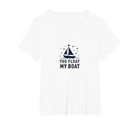 You Float My Boat - Nautical Love Sailing T-Shirt, Femme Grandes Tailles, Blanc, 3X