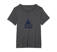 You Float My Boat - Nautical Love Sailing T-Shirt, Femme Grandes Tailles, Chiné Foncé, 5X