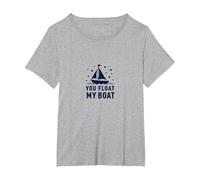 You Float My Boat - Nautical Love Sailing T-Shirt, Femme Grandes Tailles, Gris Chiné, 2X