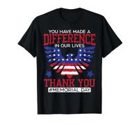 « You Have Made A Difference in Our Lives Memorial Day » T-Shirt Graphique avec Valeur, Homme, Noir, L