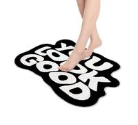 You Look Good Tapis de bain Lettres de l'alphabet, antidérapant, lavable et doux, tapis de salle de bain amusant avec lettres, tapis de bain tendance 50 x 60 cm