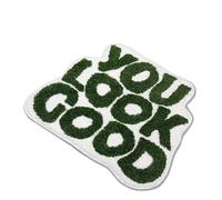 You Look Good Tapis de salle de bain amusant, antidérapant en microfibre lavable, joli décor de salle de bain (vert et blanc, 62 x 80 cm)