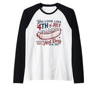 You Look Like the 4 juillet : un barbecue amusant avec des hot dogs Manche Raglan