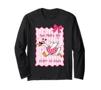 You Make My Heart Go Hong Goose Nœud en Forme de cœur pour la Saint-Valentin Manche Longue