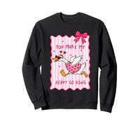 You Make My Heart Go Hong Goose Nœud en Forme de cœur pour la Saint-Valentin Sweatshirt