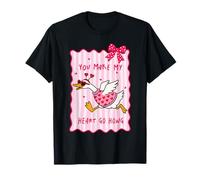 You Make My Heart Go Hong Goose Nœud en Forme de cœur pour la Saint-Valentin T-Shirt