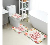 You Make My Heart Happy - Lot de 3 tapis de salle de bain en flanelle, absorbants, antidérapants, lavables en forme de U, à séchage rapide