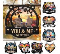 You & Me We Got This Attrape-soleil personnalisé pour fenêtre à suspendre, cadeaux de mariage pour couples 2025, pour Noël, anniversaire de mariage, cadeaux d'anniversaire pour lui, elle, cadeaux