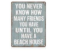 You Never Know How Many Friends Beach Tin Sign Coastal Decor 12x8 Inch
