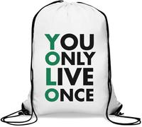 You Only Live Once Sac de sport décontracté avec cordon de serrage Vert et noir