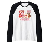 You Plus Me Equals Honk Cute Goose Jeu de Mots Kawaii pour la Saint-Valentin Manche Raglan