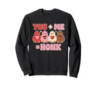 You Plus Me Equals Honk Cute Goose Jeu de Mots Kawaii pour la Saint-Valentin Sweatshirt