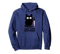 You Saw Nothing Funny Black Cat Horror Pun Sweat à Capuche, Unisexe pour Adultes, Bleu Marine, XXL